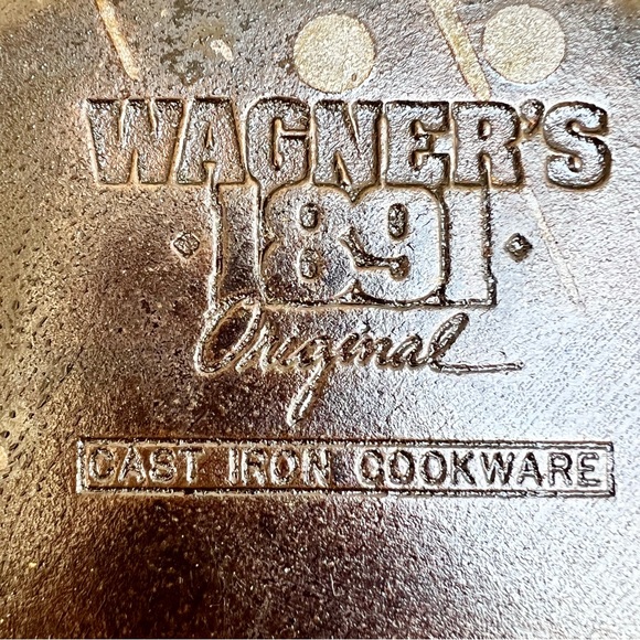 WAGNER 1891 Cast Iron Dutch Oven Bail Handle Pre Seasoned Saute Fry Baking Roast